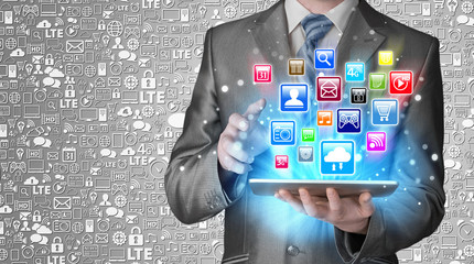 Business man using tablet PC