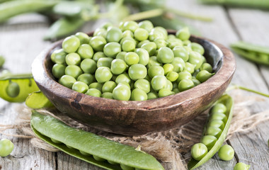 Small bowl with fresh Peas
