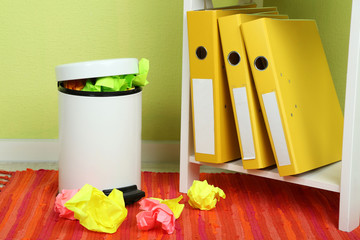Garbage bin, on office background
