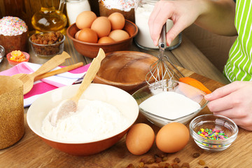 Easter cake preparing in kitchen