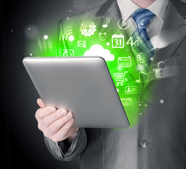 Business man using tablet PC