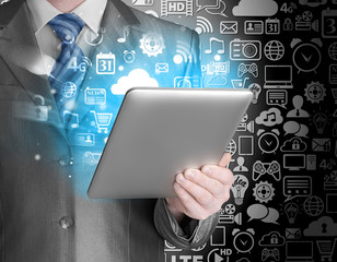Business man using tablet PC