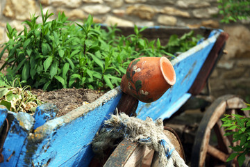 Old retro pitcher, outdoors