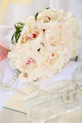 Beautiful wedding bouquet and decorative pillow for wedding