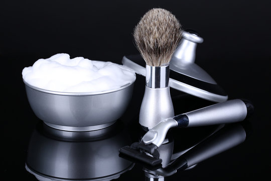 Male Luxury Shaving Kit Isolated On Black