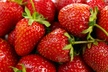 Red ripe strawberries, close up