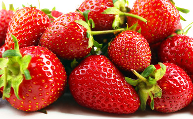 Red ripe strawberries, close up