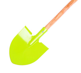 Shovel with wooden handle isolated on white