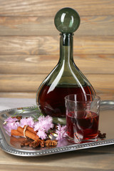 Beautiful still life with bottle of wine