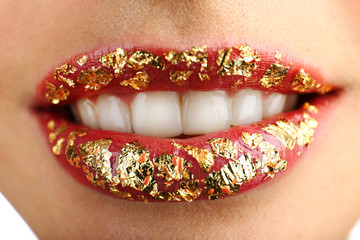 Beautiful female lips, close up
