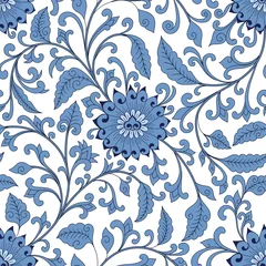Keuken foto achterwand Blauw wit Naadloos Chinees patroon
