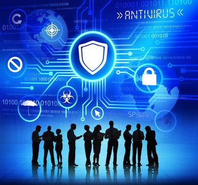 Business People Working and Antivirus Concepts