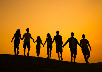 Fototapeta premium Group of Unity People in Back Lit