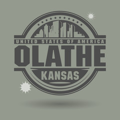 Stamp or label with text Olathe, Kansas inside
