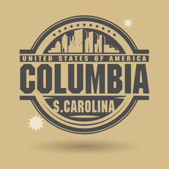 Stamp or label with text Columbia, South Carolina inside