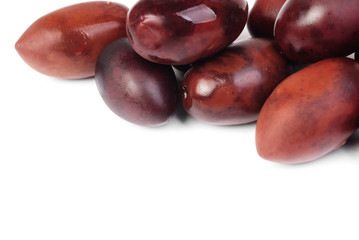 Kalamata olives isolated on white background