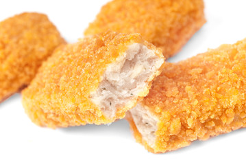 fish sticks on a white background