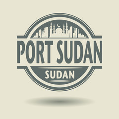 Stamp or label with text Port Sudan, Sudan inside