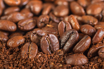 background from the fried coffee grains