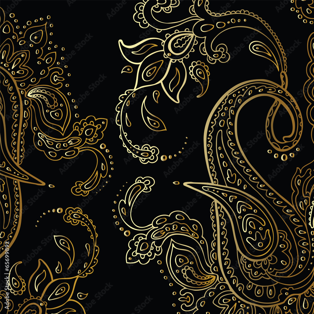 Poster paisley background. hand drawn ornament.