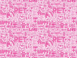 seamless doodle pet pattern