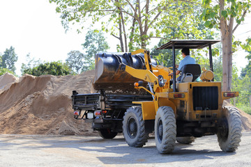 Tractor working in construction site