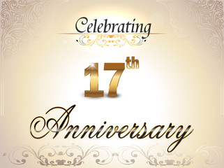 17 year anniversary golden label, 17th anniversary card