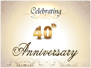 40 year anniversary golden label, 40th anniversary card
