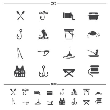 fishing and equipment for fishing icons.vector eps10