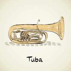 musical tuba - obrazy, fototapety, plakaty