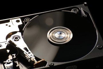 Hard disk on a black background