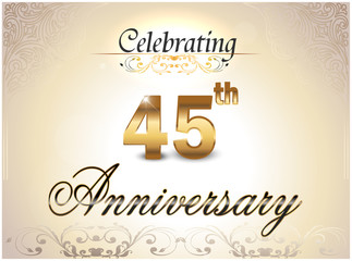 Fototapeta premium 45 year anniversary golden label, 45th anniversary card
