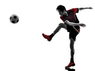 Fotobehang asian soccer player young man silhouette © snaptitude