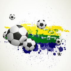 Vector Illustration of a Soccer Background with Brazil Colors