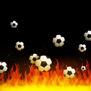Vector Illustration of a Soccer Background with Fire