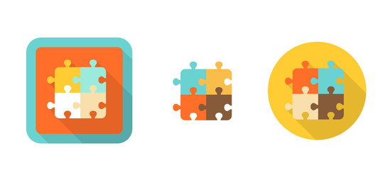 puzzle, simple retro icon in flat style