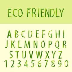 eco friendly (type) font by triangles, polygon vector