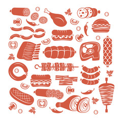 Meat icon set