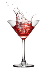 Red cocktail with splash isolated