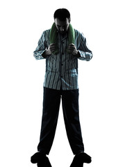 man  pajamas sleepy  tired silhouettes