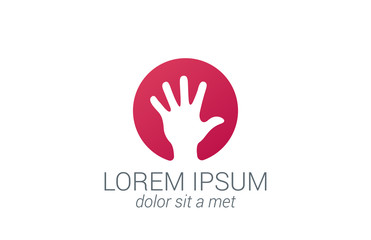 Helping hand silhouette vector logo design. Five fingers