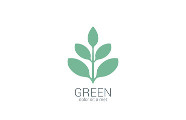 Green Plant abstract vector logo design. Eco organic