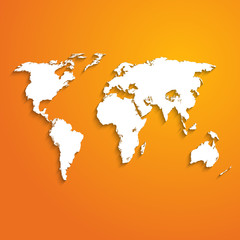 Fototapeta na wymiar background with world map on orange - vector illustration