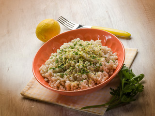 barley risotto with lemon peel and pepper