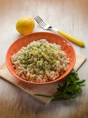 barley risotto with lemon peel and pepper