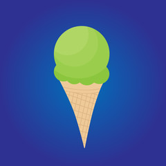 Vector pistachio ice-cream on background
