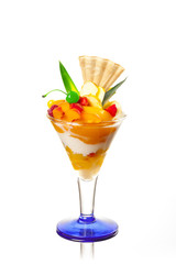 Fruits with whipped cream