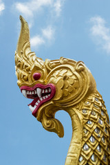 Fototapeta na wymiar Thai king of naga isolate on the sky background