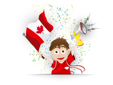 Canada Soccer Fan Flag Cartoon