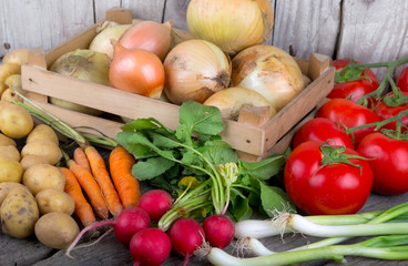 Fresh Organic Vegetable on wood